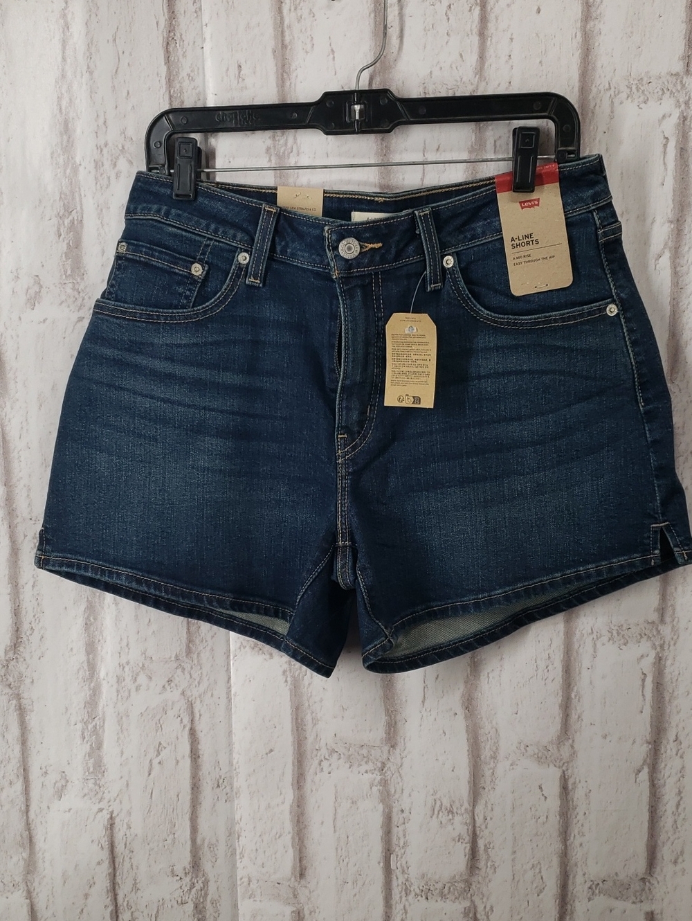 Levi's Dark Indigo Wash Mid Rise Denim A-Line Jean Shorts Women's Size 30